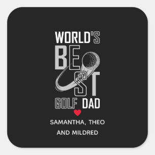 World's Best Golf  Dad   Black and White Dad Gifts Square Sticker