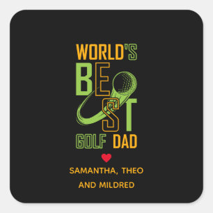 World's Best Golf Dad Dad Gifts Square Sticker