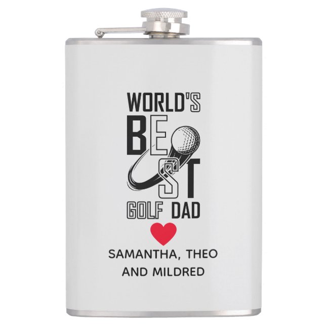World's Best Golf Dad – Funny & Thoughtful Gift Hip Flask (Front)