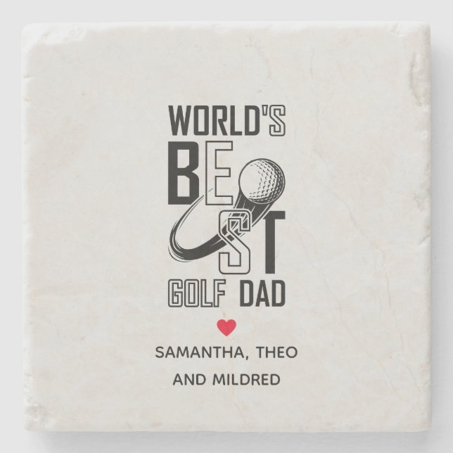 World's Best Golf Dad – Funny & Thoughtful Gift Stone Coaster (Front)