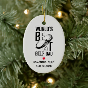 World's Best Golf  Dad   White Dad Gifts Ceramic Ornament