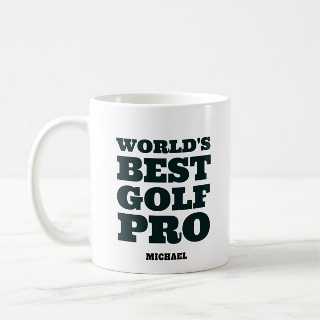 World's Best Golf Pro Custom Name Coffee Mug (Left)