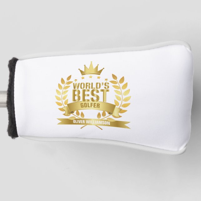 World's Best Golfer Gold 5 Star Golf Head Cover (Front)