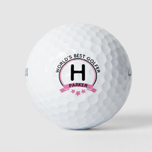 World's Best Golfer Pink Personalised Monogram Golf Balls
