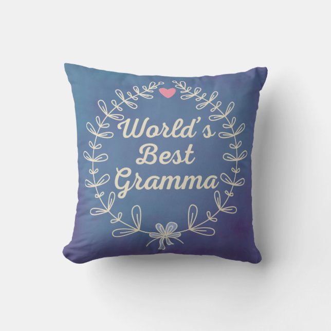 World's Best Gramma Wreath Throw Pillow Gift (Front)