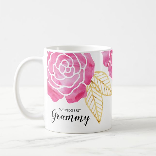 World's Best Grammy Pink Roses Coffee Mug (Left)