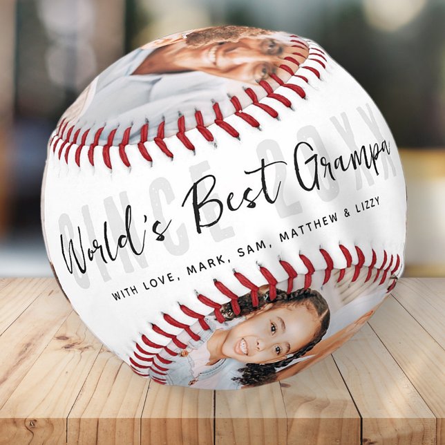 World's Best Grampa Modern 4 Photo Father's Day Baseball (Creator Uploaded)