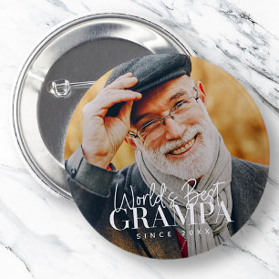 World's Best Grampa Since 20XX Modern Chic Photo 6 Cm Round Badge