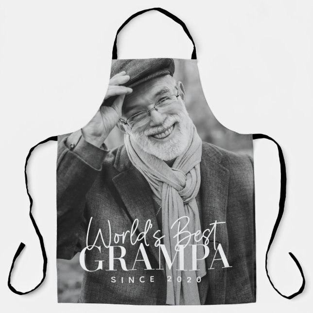World's Best Grampa Since 20XX Modern Chic Photo Apron (Front)