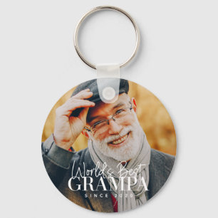 World's Best Grampa Since 20XX Modern Chic Photo Key Ring