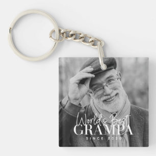 World's Best Grampa Since 20XX Modern Chic Photo Key Ring