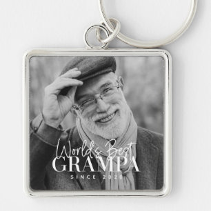 World's Best Grampa Since 20XX Modern Chic Photo Key Ring