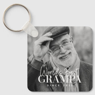 World's Best Grampa Since 20XX Modern Chic Photo Key Ring