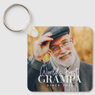 World's Best Grampa Since 20XX Modern Chic Photo Key Ring