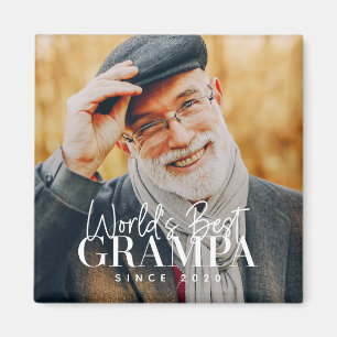 World's Best Grampa Since 20XX Modern Chic Photo Magnet