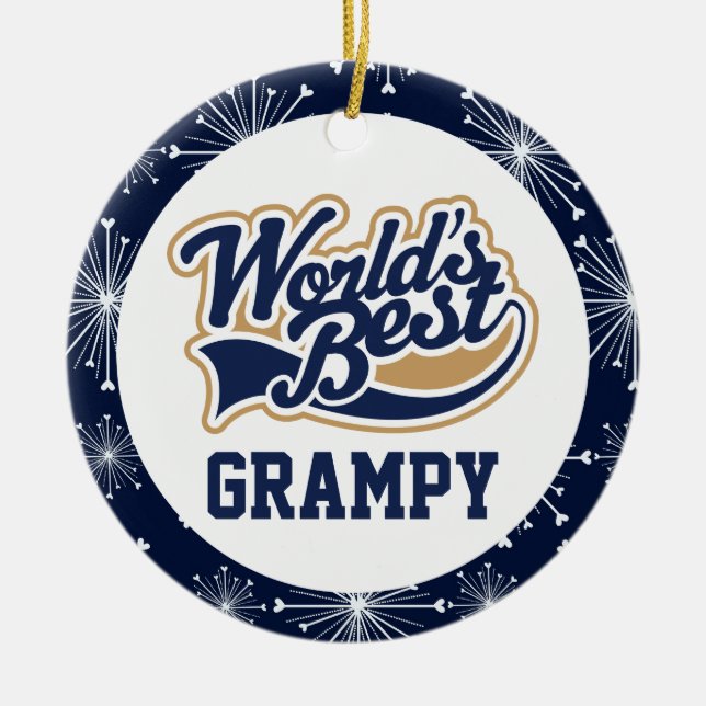 Worlds Best Grampy Grandfather Gift Ceramic Ornament (Front)