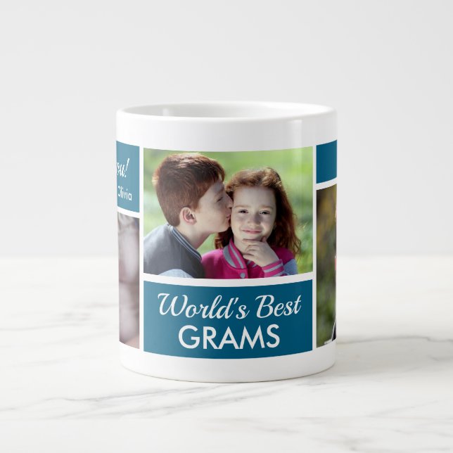 World's Best Grams Photo Collage Giant Coffee Mug (Front)