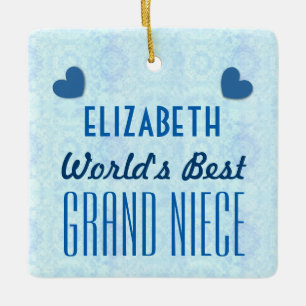 World's Best GRAND NIECE with Hearts A035a Ceramic Tree Decoration