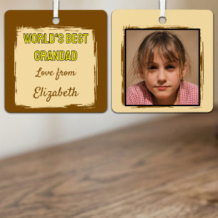 World's Best Grandad 1 photo brown Metal Tree Decoration
