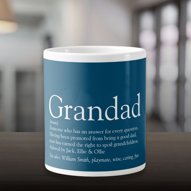 World's Best Grandad Definition Fun Blue Cool  Large Coffee Mug (World's Best Grandad Definition Fun Blue Cool Giant Coffee Mug)