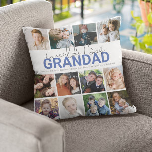 Worlds Best Grandad   Photo Collage Throw Pillow