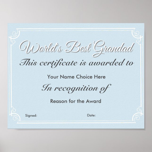 World's Best Grandad Poster (Front)