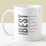 Worlds Best Grandfather Customisable Checklist Coffee Mug<br><div class="desc">Celebrate your grandfather on Father’s Day, his birthday, or any day with this ceramic coffee mug that features fun pin striped typography that proudly declares him as the “World’s Best Grandpa.” What makes this mug special is a customisable checklist where you can showcase six unique qualities that make your grandfather...</div>