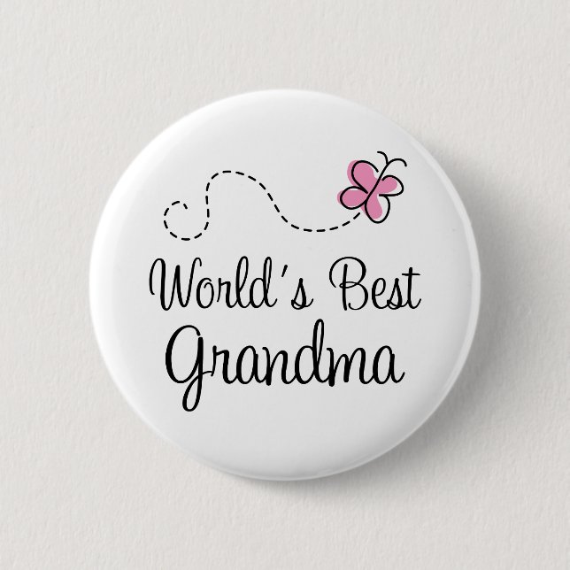 World's Best Grandma Butterfly Gift 6 Cm Round Badge (Front)