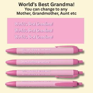 World's Best Grandma! - Can Change text, on pink Black Ink Pen