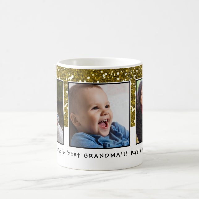 World's Best Grandma Christmas Photo Collage Coffee Mug (Center)