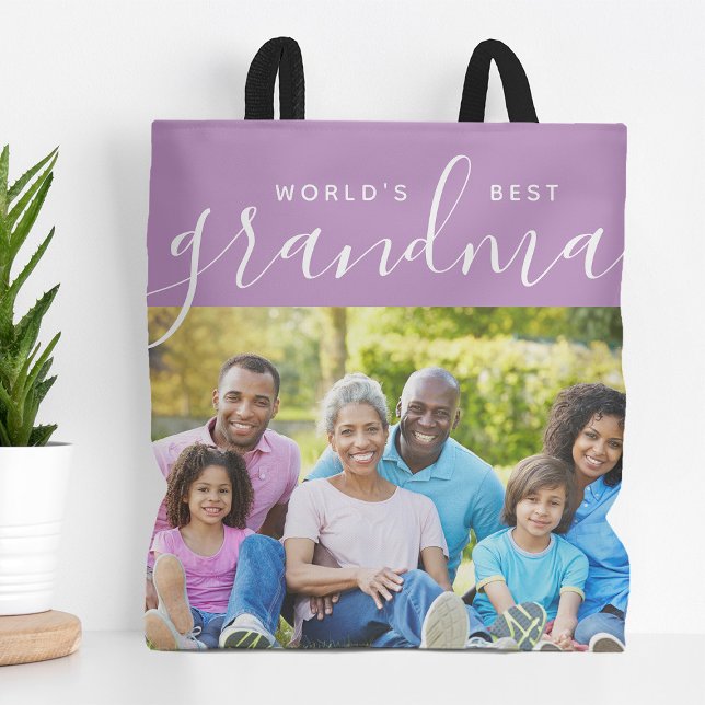 World's Best Grandma Custom Photo Gift Tote Bag (Creator Uploaded)