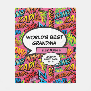 World's Best Grandma Fun Pink Fleece Blanket