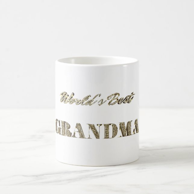 World's Best Grandma Gold Sparkles Typography Coffee Mug (Center)