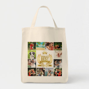 World's Best Grandma Grandmother 12 Photo Collage Tote Bag