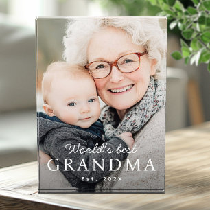 World's best grandma grandmother est year photo block