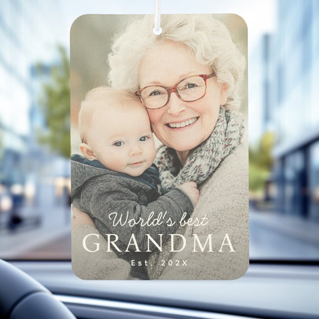 World's best grandma grandmother est year photo car air freshener (World's best grandma grandmother est year photo air freshener)