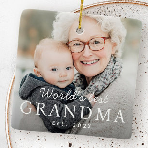 World's best grandma grandmother est year photo ceramic ornament