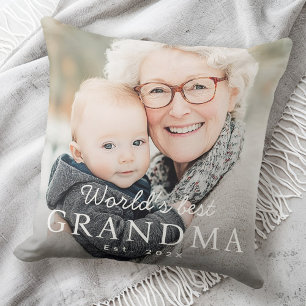 World's best grandma grandmother est year photo cushion