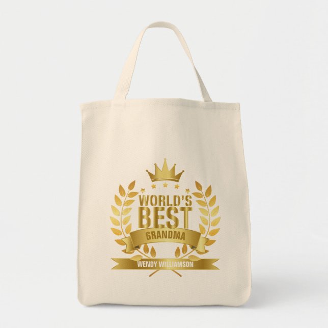 World's Best Grandma, Grandmother Gold Tote Bag (Front)