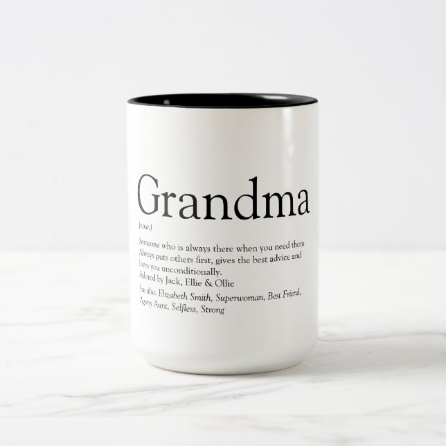 World's Best Grandma Grandmother Granny Definition Two-Tone Coffee Mug (Center)