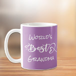 World's Best Grandma Hearts Purple Coffee Mug<br><div class="desc">A fun gift for the world's best grandma! "World's Best Grandma" is written in modern typography,  with the "B" in "Best" having a little heart next to it and the "t" incorporating a trailing string tied into a heart.</div>