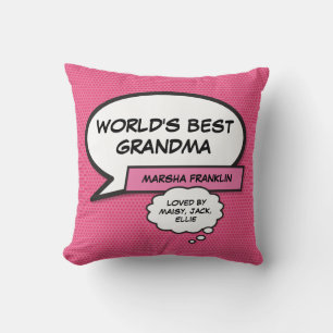 World's Best Grandma Modern Cool Pink Fun Cushion