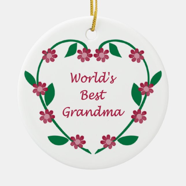 World's Best Grandma ormanent Ceramic Tree Decoration (Front)