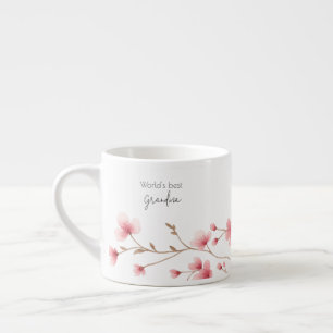 World's Best Grandma - Pastel Floral Personalised  Espresso Cup
