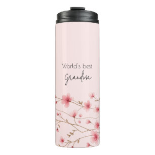 World's Best Grandma - Pastel Floral Personalised  Thermal Tumbler