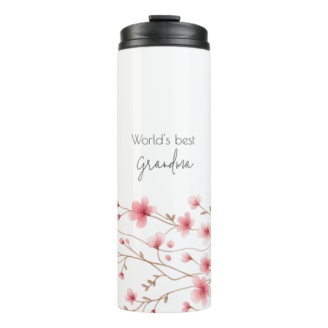 World's Best Grandma - Pastel Floral Personalised  Thermal Tumbler (Front)