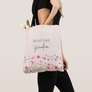World's Best Grandma - Pastel Floral Personalised  Tote Bag