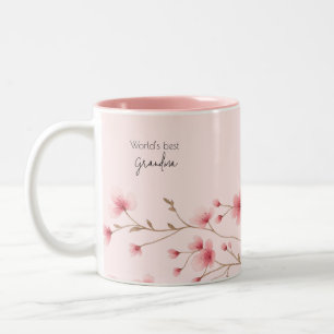 World's Best Grandma - Pastel Floral Personalised  Two-Tone Coffee Mug