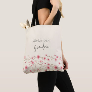 World's Best Grandma - Pastel Floral Personalized  Tote Bag