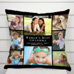 World's Best Grandma Photo Collage Black Cushion<br><div class="desc">Give the world's best grandma a fun custom photo collage pillow that she will treasure for years. You can personalize with eight photos of grandchildren, children, other family members, pets, etc., customize the expression "World's Best Grandma" and whether she is called "Grandma, " "Nana, " "Abuela, " etc., and add...</div>